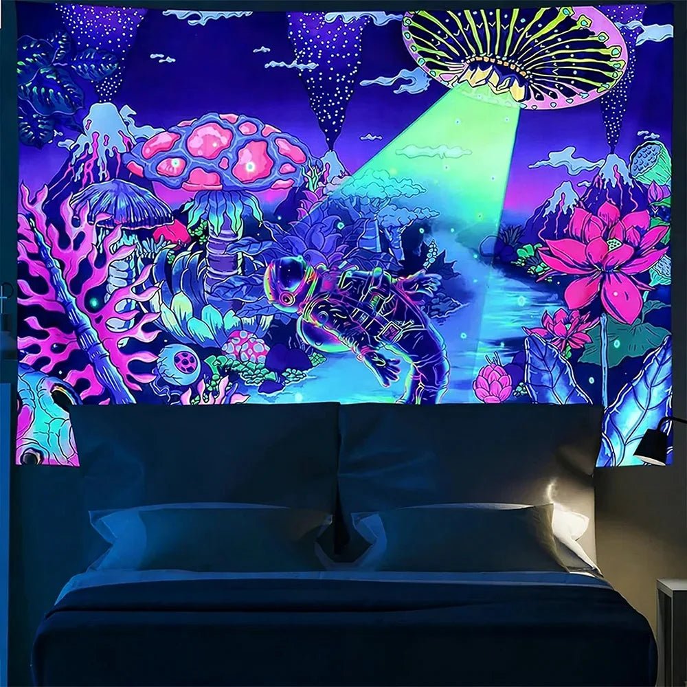 Neon Glow Trippy Tapestry - SmooveGroove