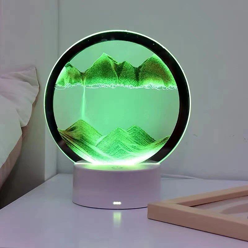 Ambient glowing hourglass room accessory
